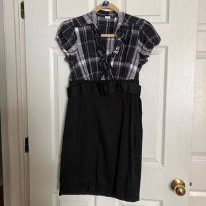 Maurice’s Women’s Small Ruffled Plaid Side-Zip Belted Dress